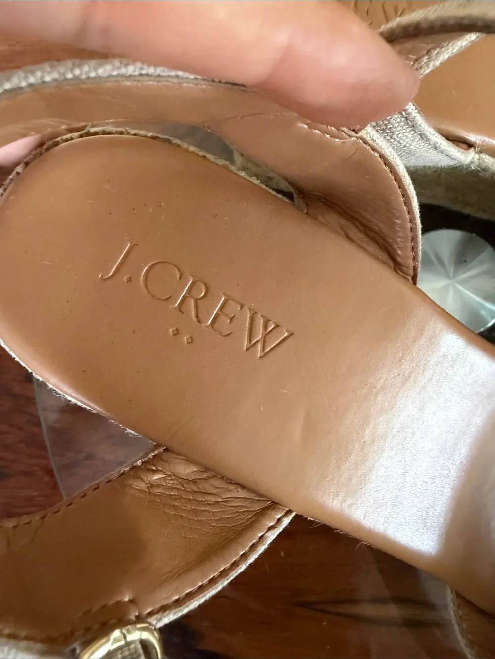 J. CREW Canvas Peep Toe Wedge Espadrille Shoes in size 8.5